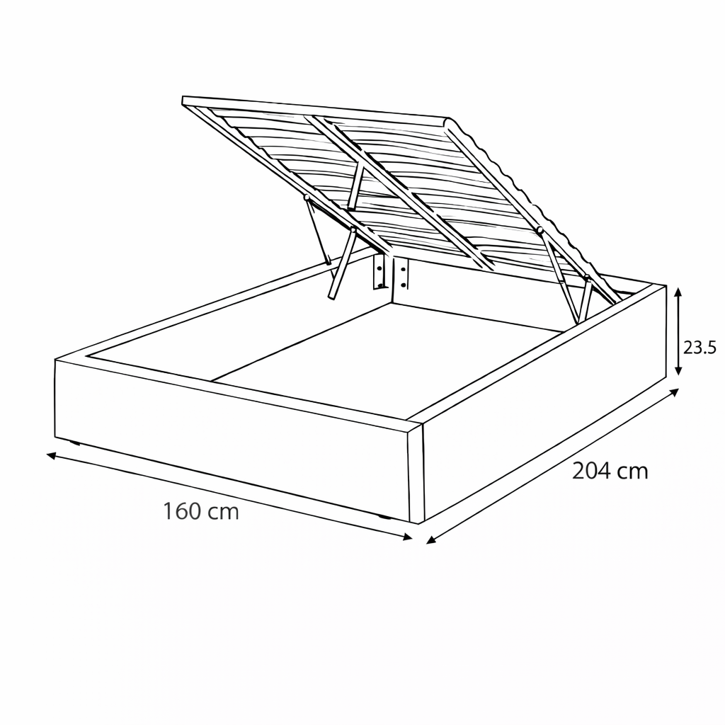 Lit Coffre 160×200 Nox Noir – Plateforme Basse, Rangement Intégré