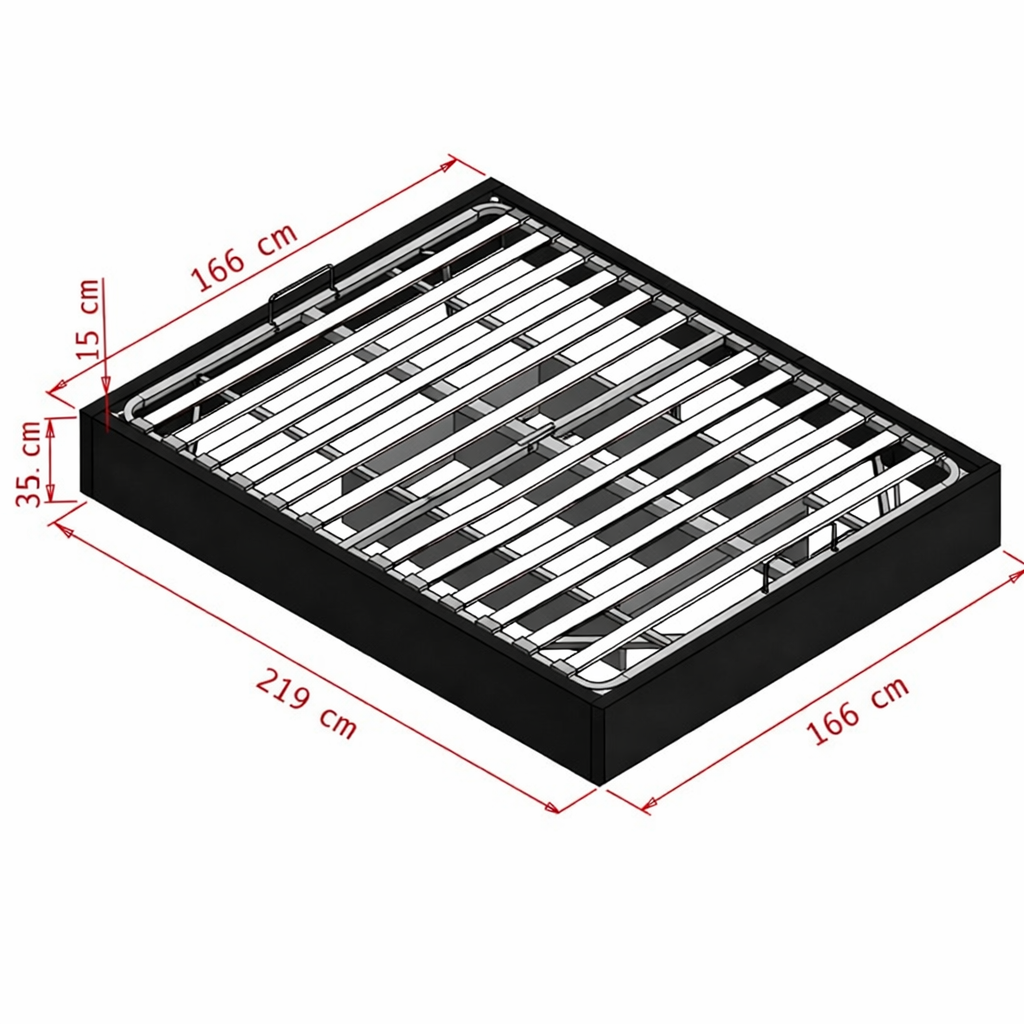Lit Coffre 160×200 Kuro Noir – Plateforme LED, Sommier à Lattes