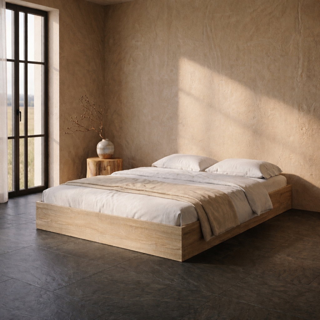Lit Coffre 140×190 Kiga Chêne – Bois, Sommier à Lattes Inclus